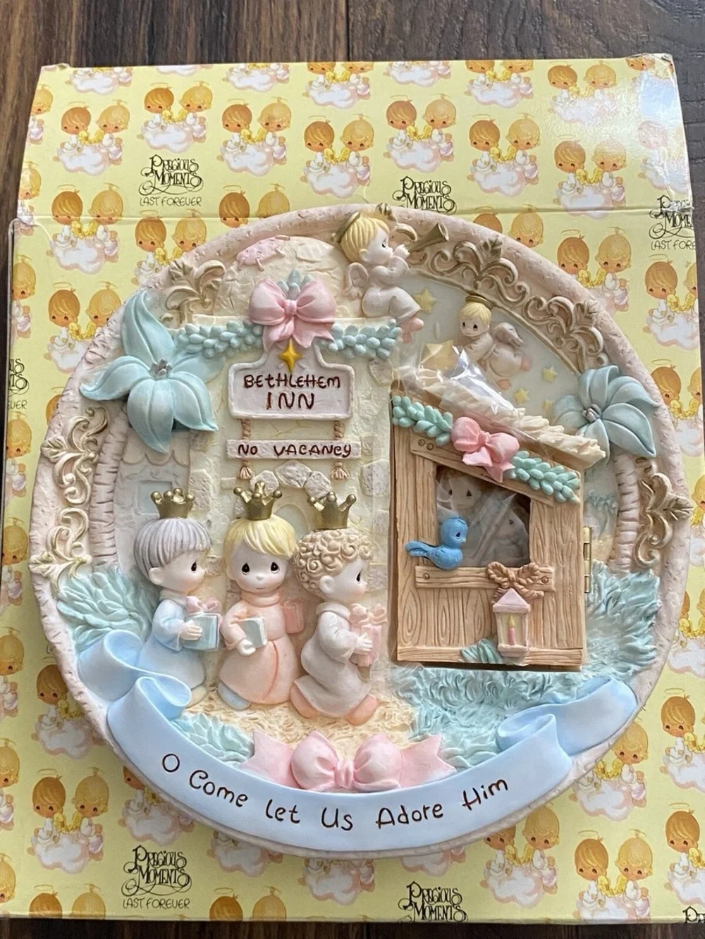 Precious Moments White Ceramic Wall Plaque with Metal Hanger